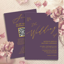 Mauve Gold QR Code in einer eleganten Hochzeit