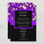 Mauve Gothic damask wedding photo invitation Einladung