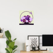Mauve Grape Lila Bouquet & Butterflies Square Poster (Heimbüro)