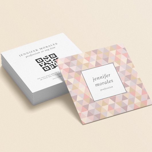 Mauve Graue Pink Creme QR CODE Quadratische Visitenkarte