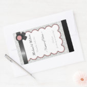 Mauve & Gray Damask Hochzeitweilige Weinflaschen Rechteckiger Aufkleber (Umschlag)