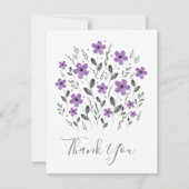 Mauve Gray Five Petal Floral Motif Dankeskarte (Vorderseite)