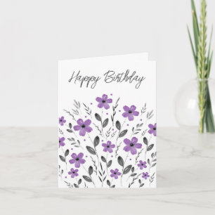 Mauve Gray Five Petal Floral Motif Karte