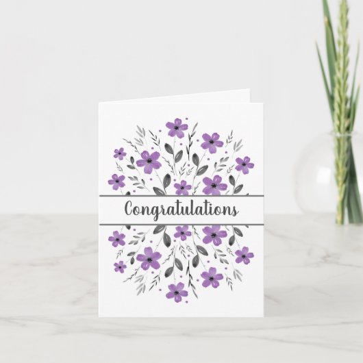 Mauve Gray Five Petal Floral Motif Karte (Vorderseite)