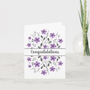 Mauve Gray Five Petal Floral Motif Karte