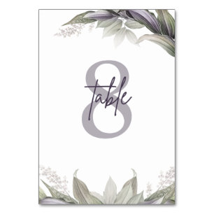 Mauve & Green Floral Hochzeit Tischnummer