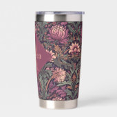 Mauve Green Floral William Morris Elegant Monogram Thermobecher (Links)
