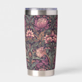 Mauve Green Floral William Morris Elegant Monogram Thermobecher (Rückseite)