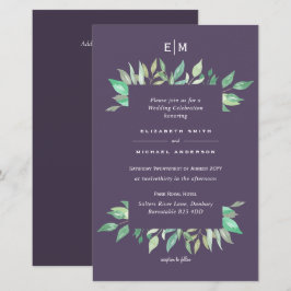 Mauve Greenery Blätter Budget Hochzeit lädt A9 ein