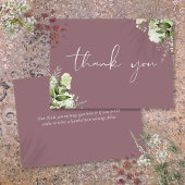Mauve Greenery Floral Elegantes Skript Dankeskarte