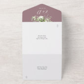 Mauve Greenery Floral Monogram Wedding All In One Einladung (Außenbereich)