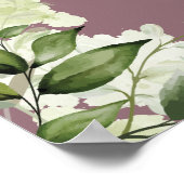 Mauve Greenery Floral Wedding Willkommenszeichen Poster (Ecke)