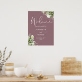 Mauve Greenery Floral Wedding Willkommenszeichen Poster (Küche)