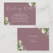 Mauve Greenery Floral wünschen gute Hochzeit Begleitkarte (Vorne/Hinten)
