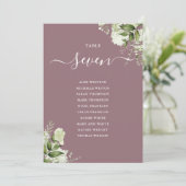 Mauve Greenery Sitzplan Tischnummer (Stehend Vorderseite)