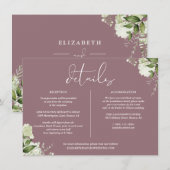 Mauve Greenery Wedding Details Einladung (Vorne/Hinten)