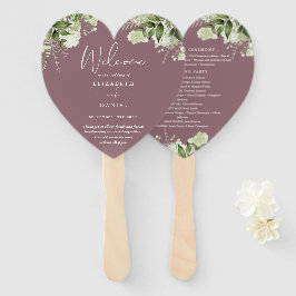 Mauve Greenery Wedding Program Heart Fächer