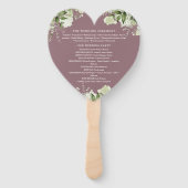 Mauve Greenery Wedding Program Heart Fächer (Rückseite)