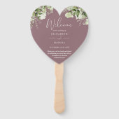 Mauve Greenery Wedding Program Heart Fächer (Vorderseite)