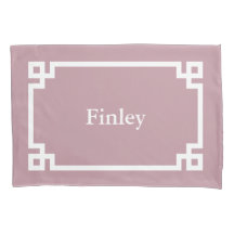 Mauve Griechisch Key Monogram Standard Pillow Case