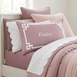 Mauve Griechisch Key Monogram Standard Pillow Case Kissenbezug