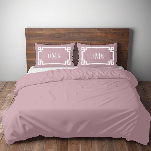 Mauve Griechisch Key Monogram Standard Pillow Case Kissenbezug