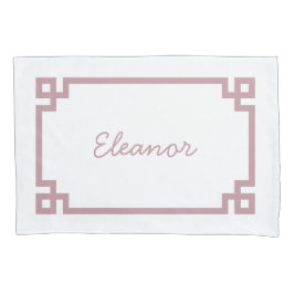 Mauve Griechisch Key Monogram Standard Pillow Case Kissenbezug