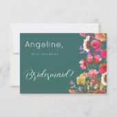 Mauve grün orange rosa gelbe Sommer Brautjungfrau Einladung (Vorderseite)