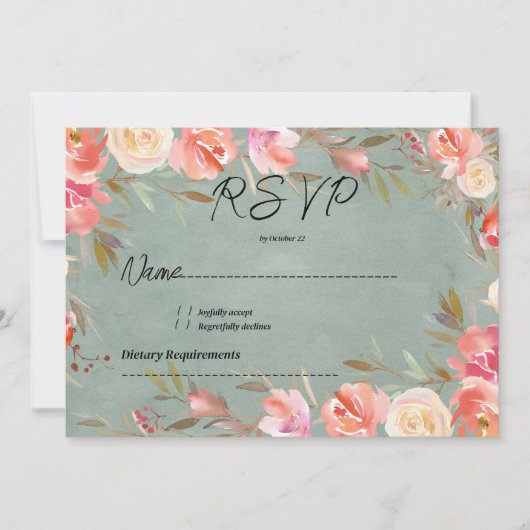 Mauve grün rosa Elfenbein Winterblumenspitze UAWG Einladung (Vorderseite)