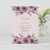 Mauve Harmonious Botanical Wedding Einladung (Stehend Vorderseite)