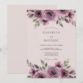 Mauve Harmonious Botanical Wedding Einladung (Vorne/Hinten)