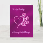 Mauve Herz und Rose, romantisches Glück zum Geburt Karte (Vorderseite)