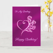 Mauve Herz und Rose, romantisches Glück zum Geburt Karte (Gelbe Blume)