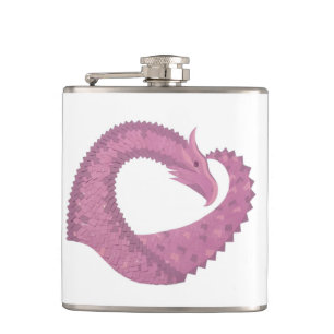 Mauve Herzdrache auf Weiß Flachmann