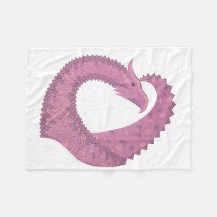 Mauve Herzdrache auf Weiß Fleecedecke