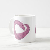 Mauve Herzdrache auf Weiß Kaffeetasse (Vorderseite Links)