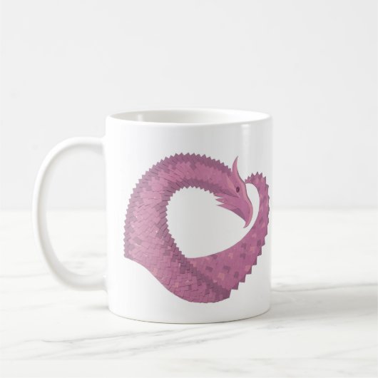 Mauve Herzdrache auf Weiß Kaffeetasse (Links)