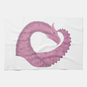 Mauve Herzdrache auf Weiß Küchentuch