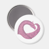 Mauve Herzdrache auf Weiß Magnet (Vorderseite/Rückseite)