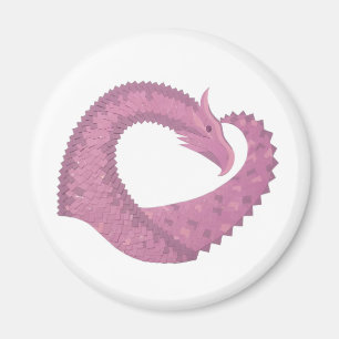 Mauve Herzdrache auf Weiß Magnet