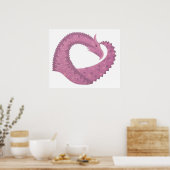 Mauve Herzdrache auf Weiß Poster (Küche)