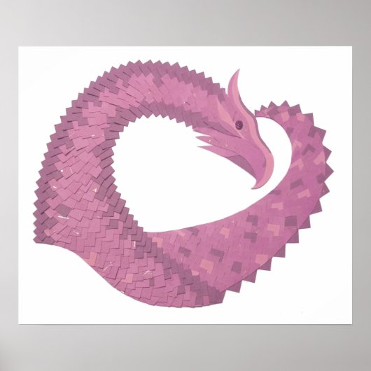 Mauve Herzdrache auf Weiß Poster (Vorne)