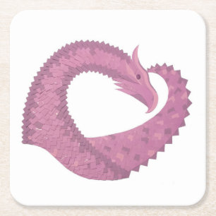 Mauve Herzdrache auf Weiß Rechteckiger Pappuntersetzer