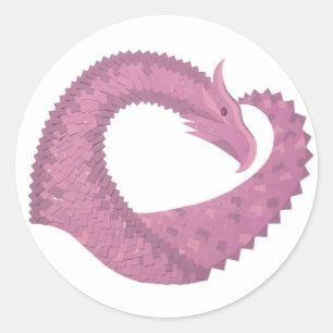 Mauve Herzdrache auf Weiß Runder Aufkleber