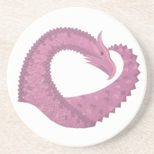 Mauve Herzdrache auf Weiß Sandstein Untersetzer