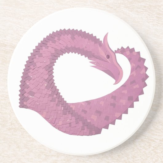 Mauve Herzdrache auf Weiß Sandstein Untersetzer (Vorne)