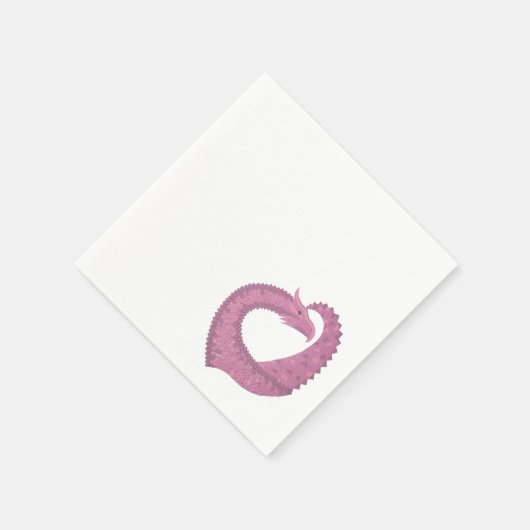 Mauve Herzdrache auf Weiß Serviette (Ecke)