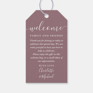 Mauve Hochzeitsgeschenk Willkommenskorb Tasche Geschenkanhänger
