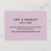 Mauve Hochzeitsunterkünfte mit lässiger Handschrif Begleitkarte (Rückseite)