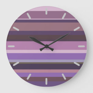 Mauve horizontal stripes große wanduhr